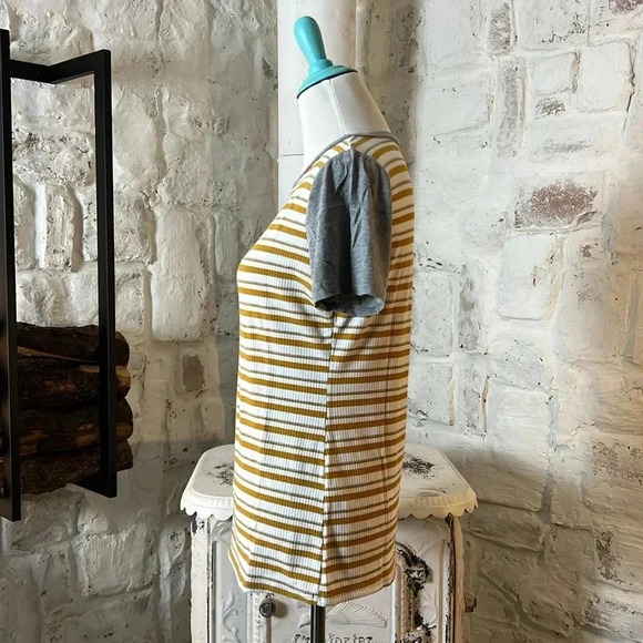 Flamingo | Contrast Sleeve Striped Tee - Picture 3 of 5